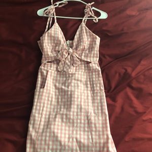 Pink and white plaid dress